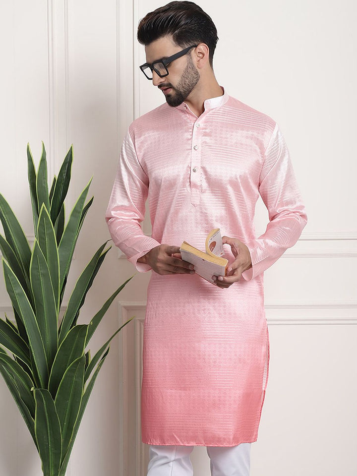SOJANYA Woven Design Mandarin Collar Silk Cotton Kurta