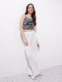 DressBerry Monochrome Maniac Cowl Neck Strappy Crop Top