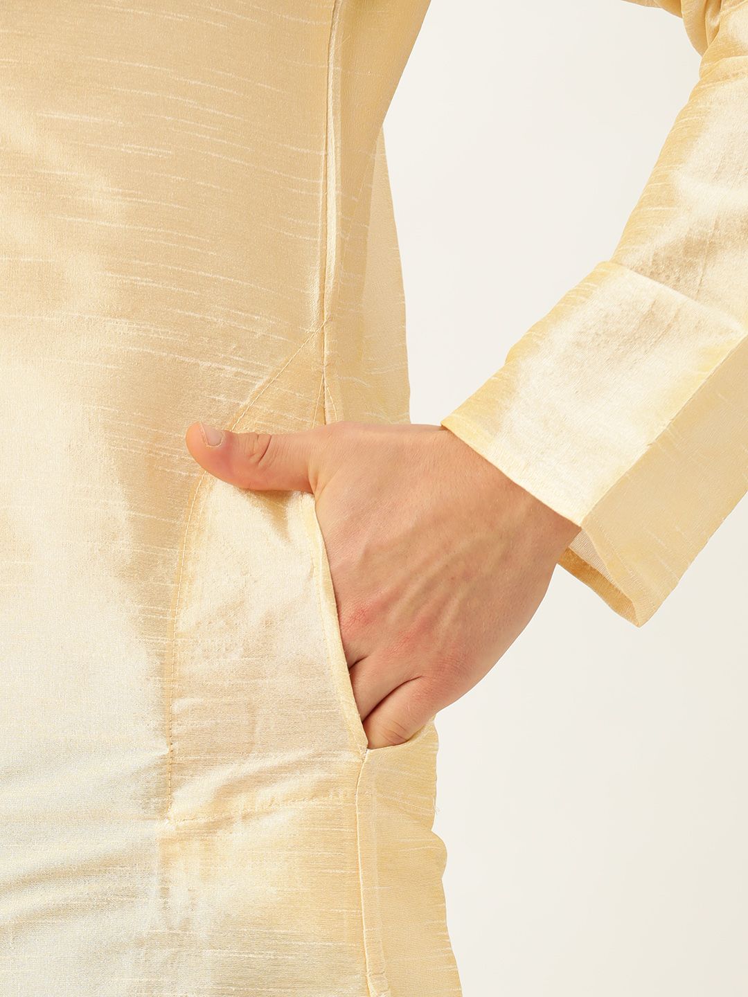 SOJANYA Men Beige Solid Straight Kurta