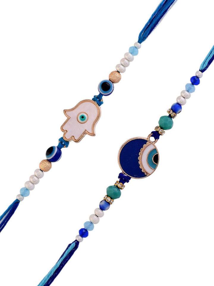 Voylla Pack Of 2 Evil Eye Hamsa Charms Men's Rakhis
