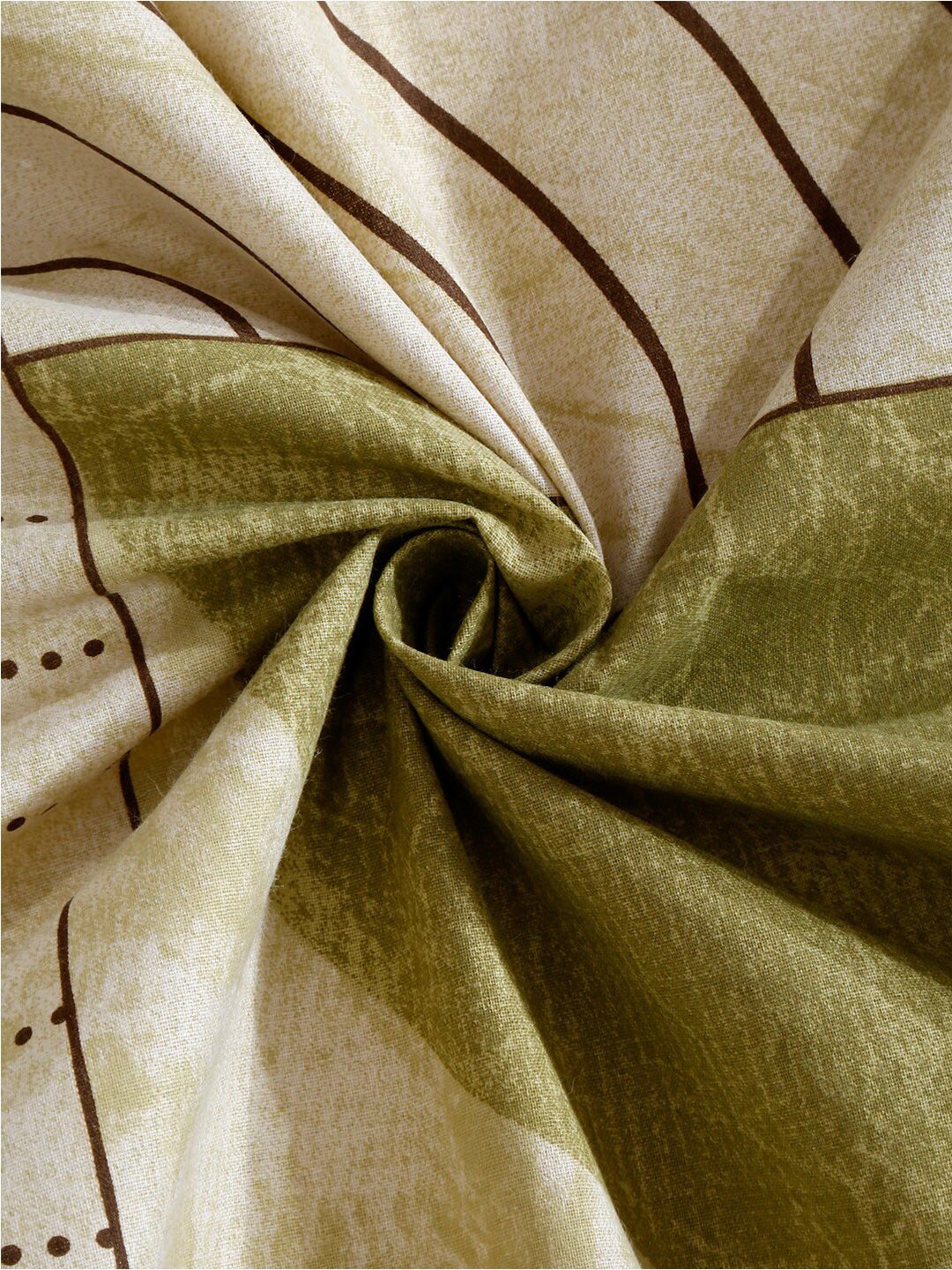 KLOTTHE Green Geometric Pure Cotton 400TC Super King Double Bedsheet & 2 Pillow Covers