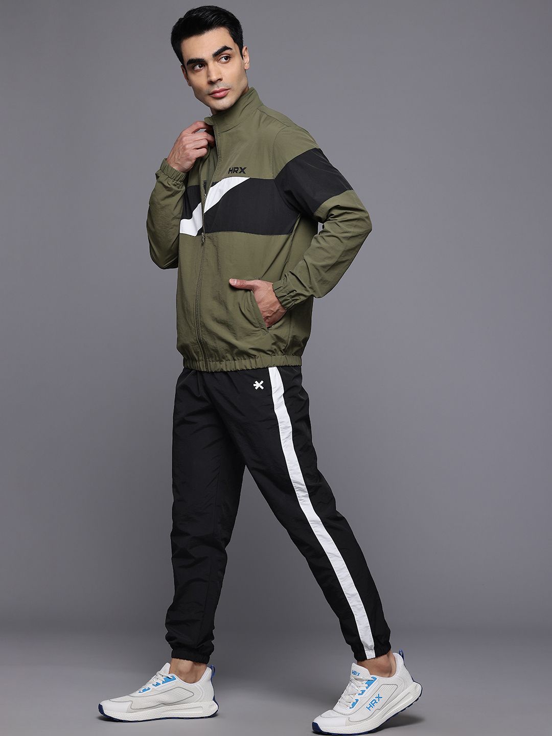 HRX by Hrithik Roshan Rapid Dry Mock Collar Running Tracksuit