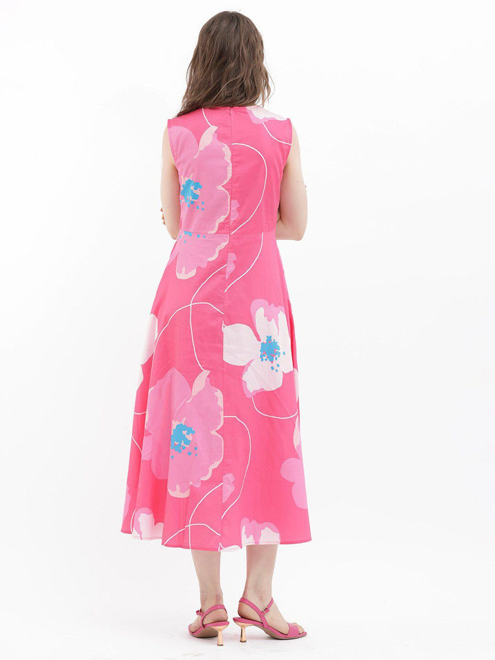 RAREISM Floral Print Sleeveless Fit & Flare Cotton Midi Dress