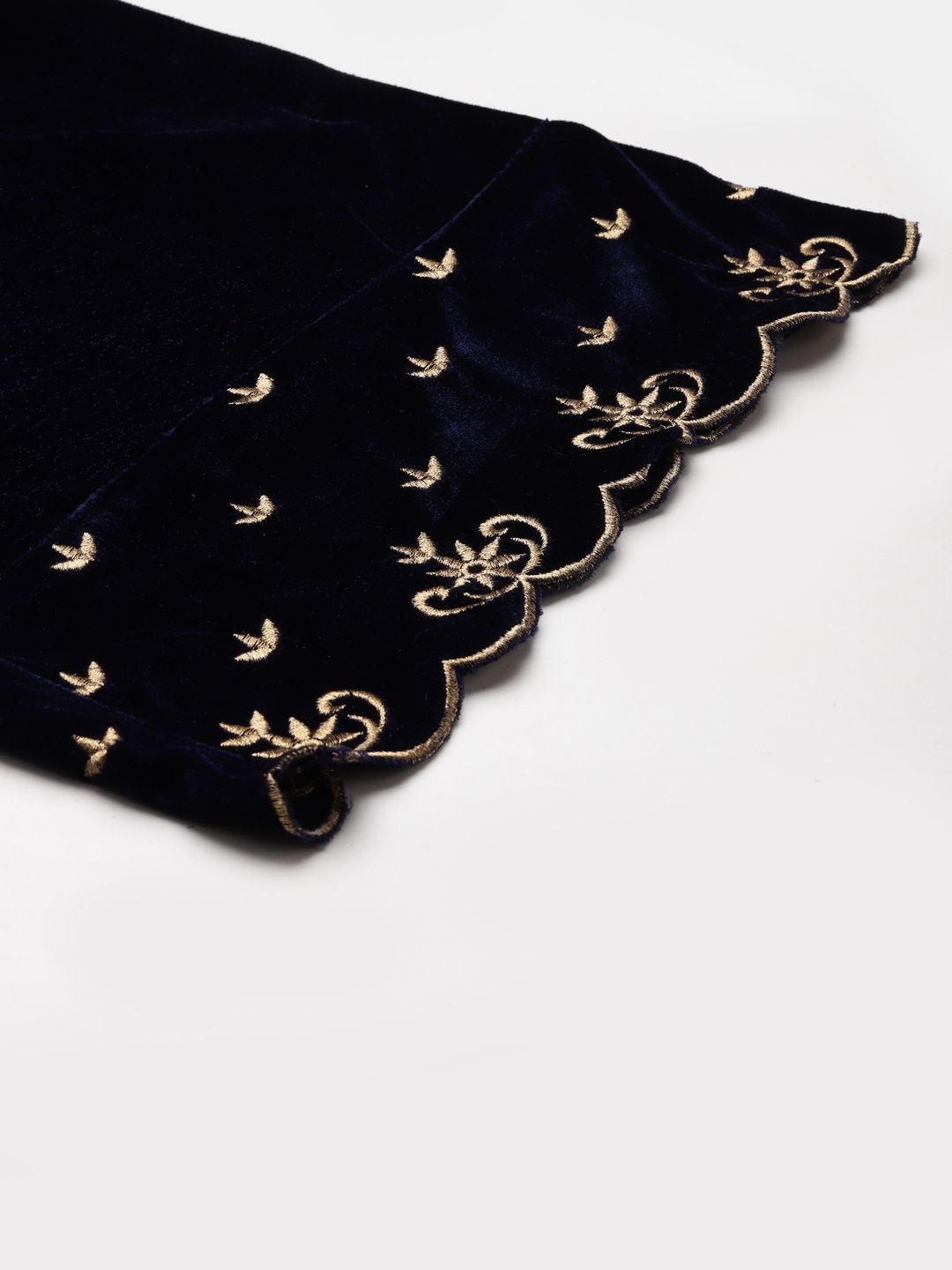 Shae by SASSAFRAS Women Navy Blue Embroidered Parallel Trousers