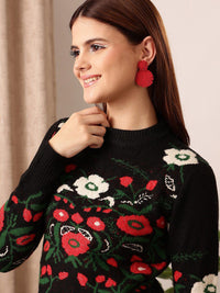 STREET 9 Self Design Acrylic Crop Pullover
