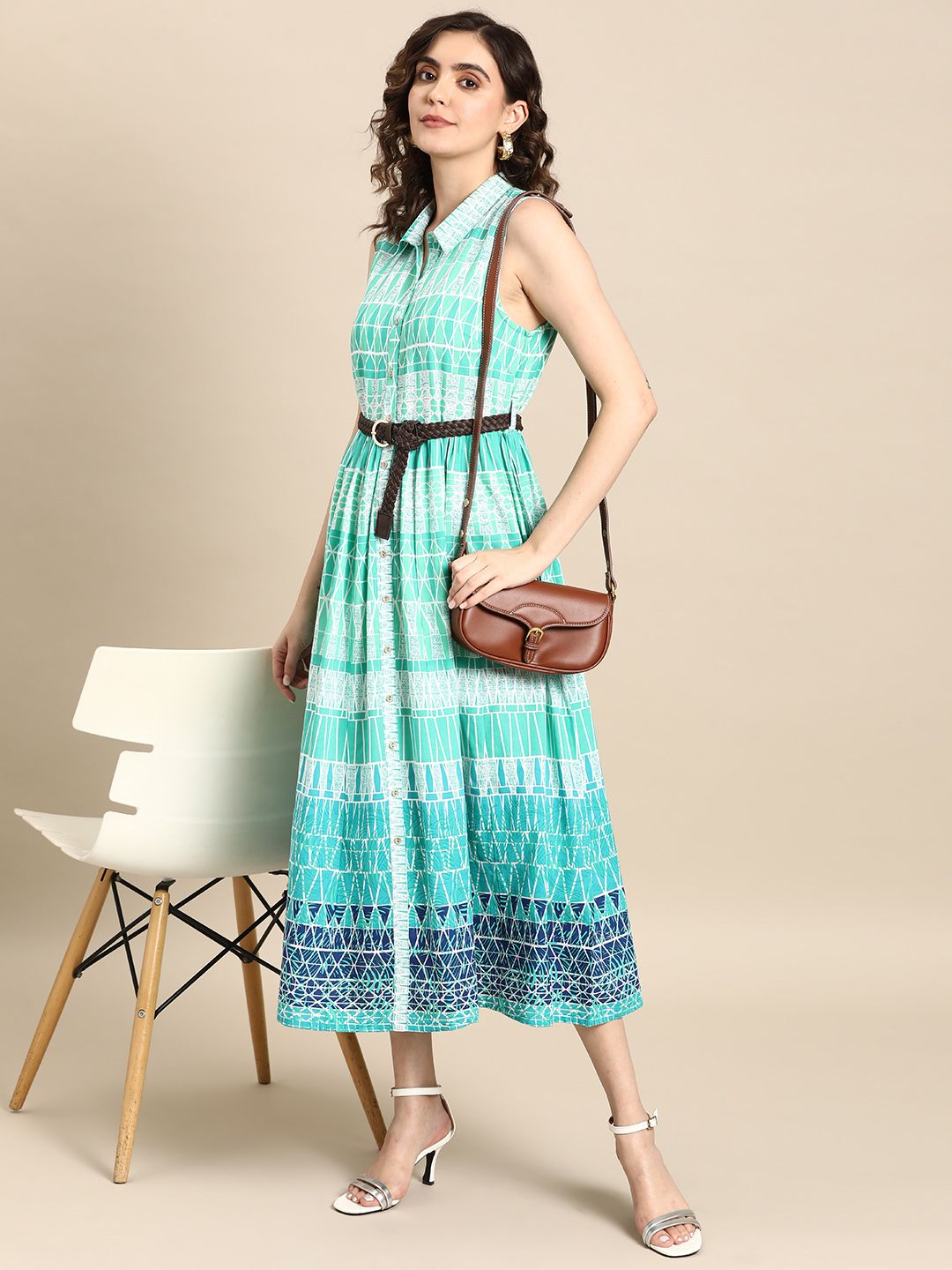all about you Printed Midi Shirt Dress with Belt