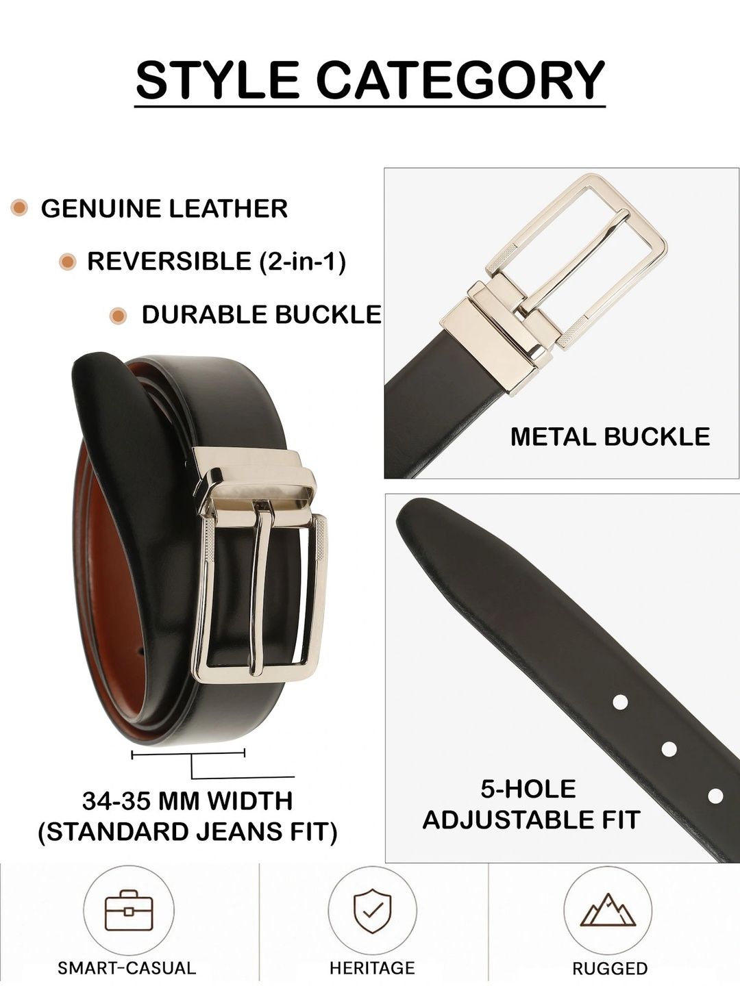 Teakwood Leathers Men Leather Reversible Formal Belt
