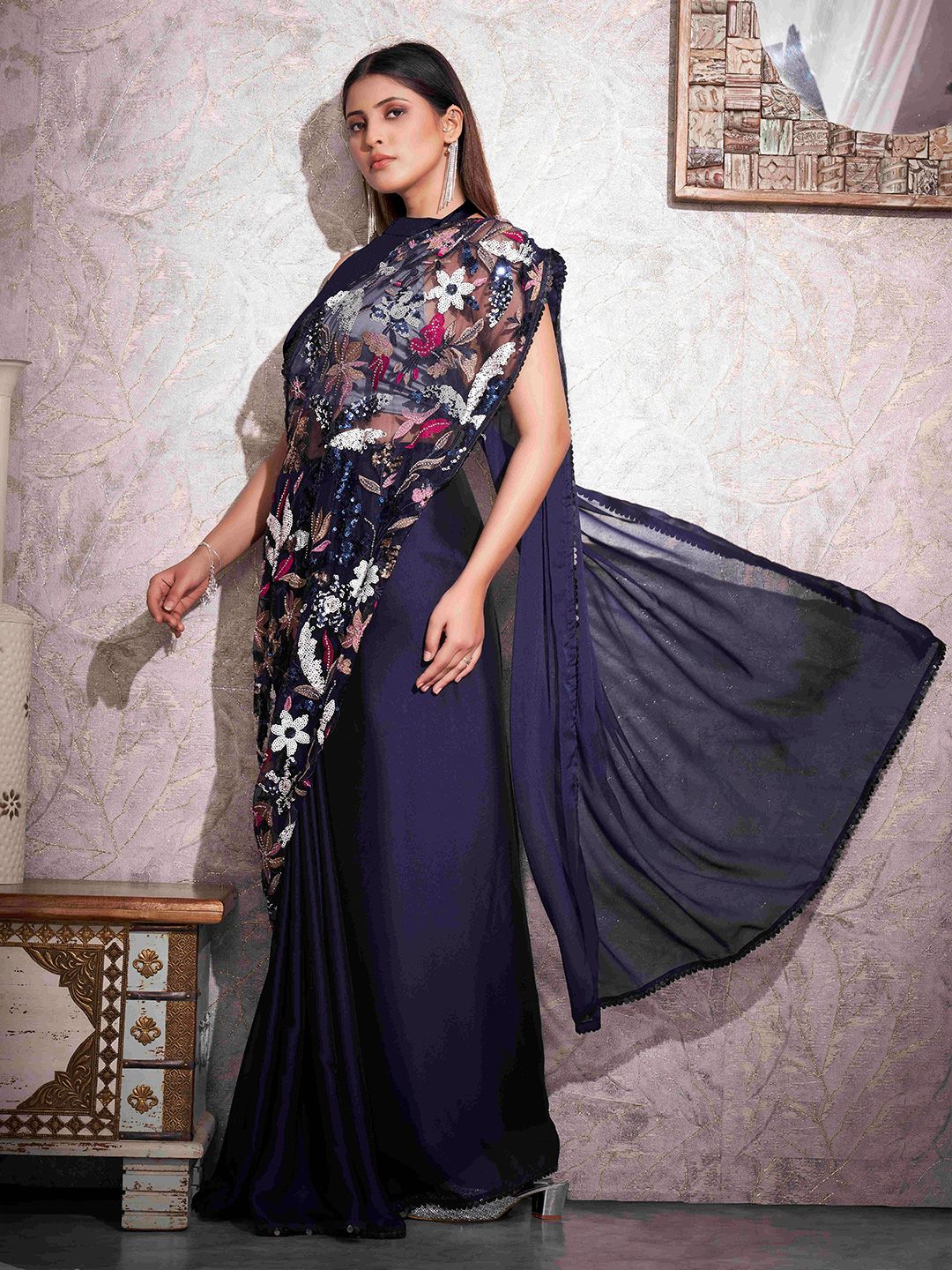 Tikhi Imli Embellished Sequinned Half and Half Saree
