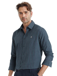 RARE RABBIT Men Comfort Spread Collar Checked Cotton Casual Shirt