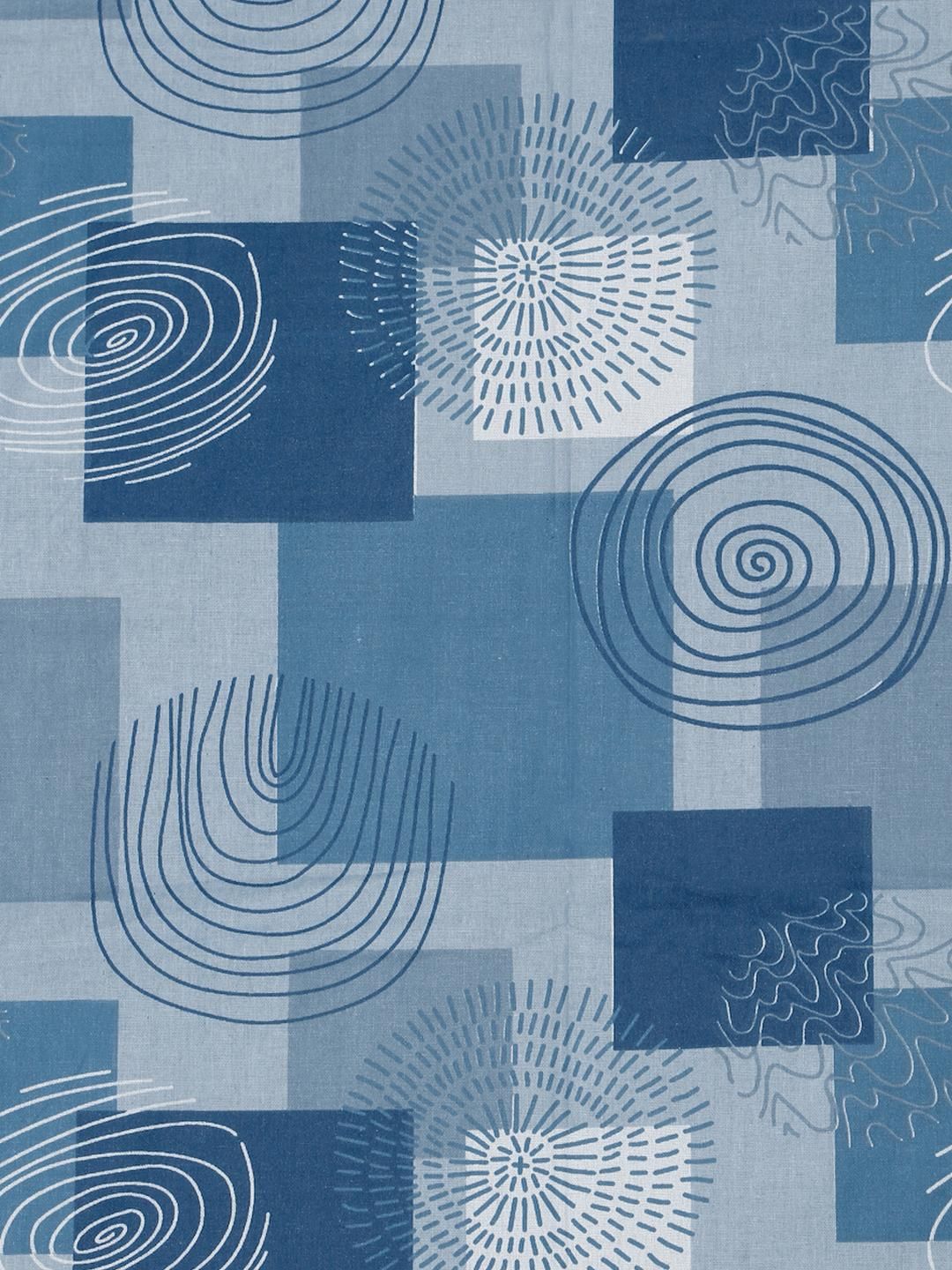 KLOTTHE Blue Geometric Cotton Single Bedsheets