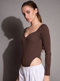 SASSAFRAS BASICS Ribbed Sweetheart Neck Bodysuit