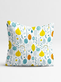 STITCHNEST Yellow & White Set of 5 Floral Square Cushion Covers