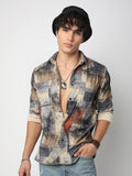 VASTRADO Men Classic Spread Collar Abstract Printed Cotton Casual Shirt