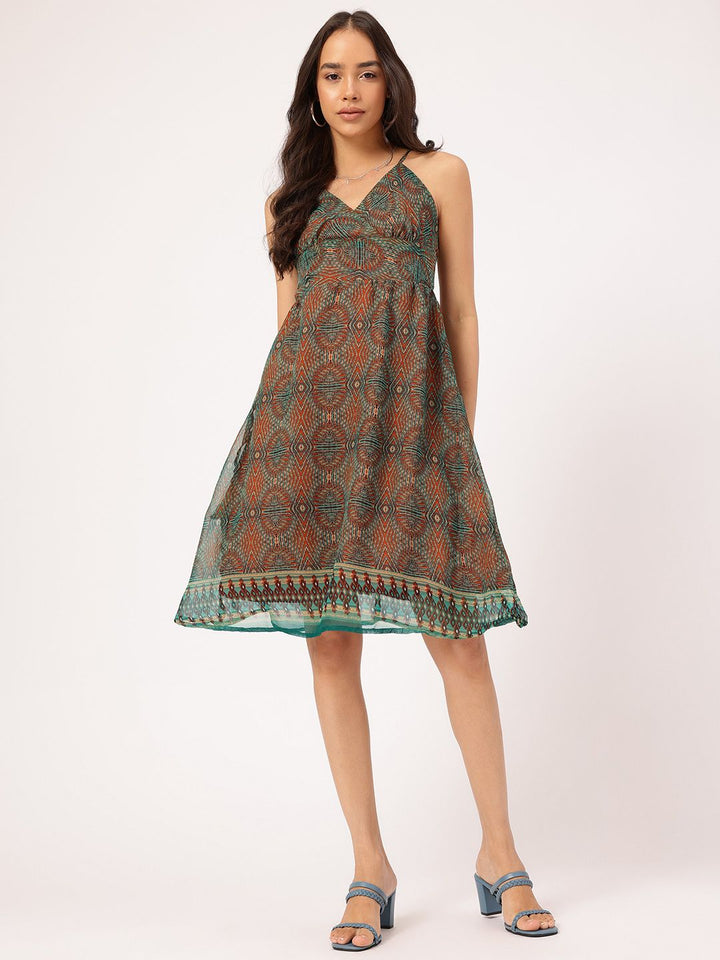DressBerry Indie Heartbeat Printed A-Line Dress