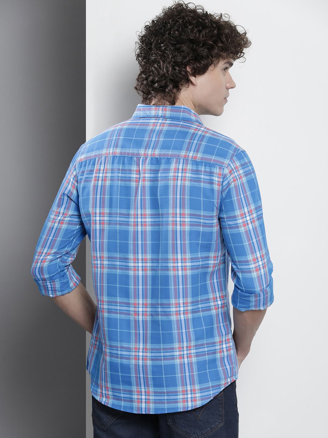 The Indian Garage Co Men Tartan Checked Cotton Casual Shirt