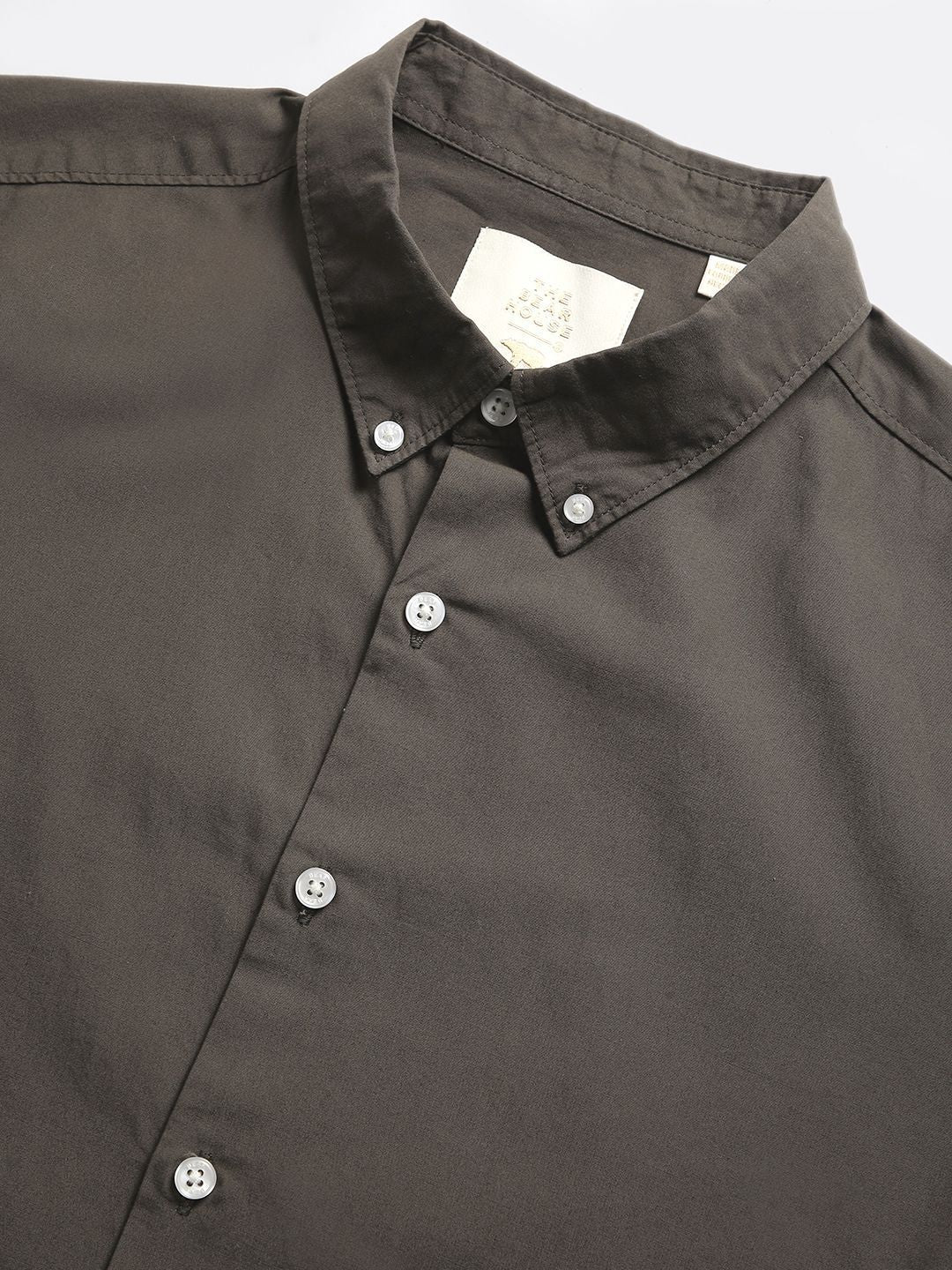 THE BEAR HOUSE Men Solid Slim Fit Button-Down Collar Pure Cotton Casual Shirt