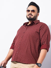 The Indian Garage Co Plus Size Micro Ditsy Printed Cotton Casual Shirt