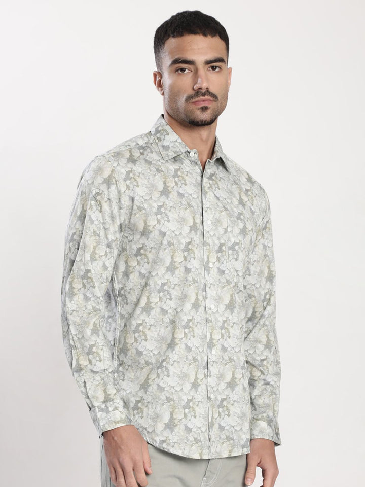Bene Kleed Slim Fit Floral Printed Cotton Casual Shirt