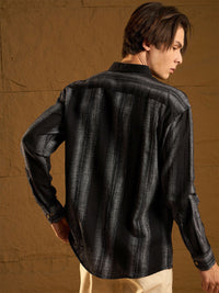 DENNISON Men Stripetastic Drop Shoulder Oversized Pure Cotton Shirt