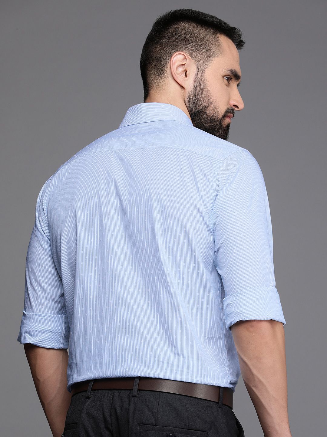 Raymond Pure Cotton Slim Fit Opaque Striped Formal Shirt