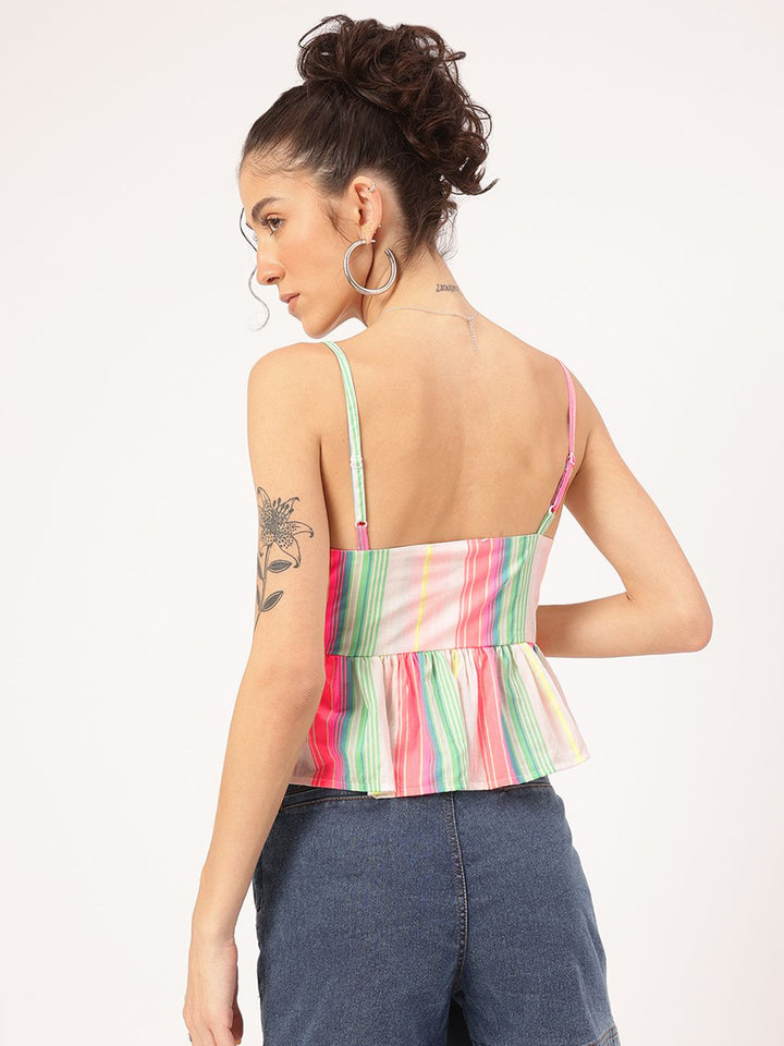 DressBerry Colour Pop Striped Peplum Top