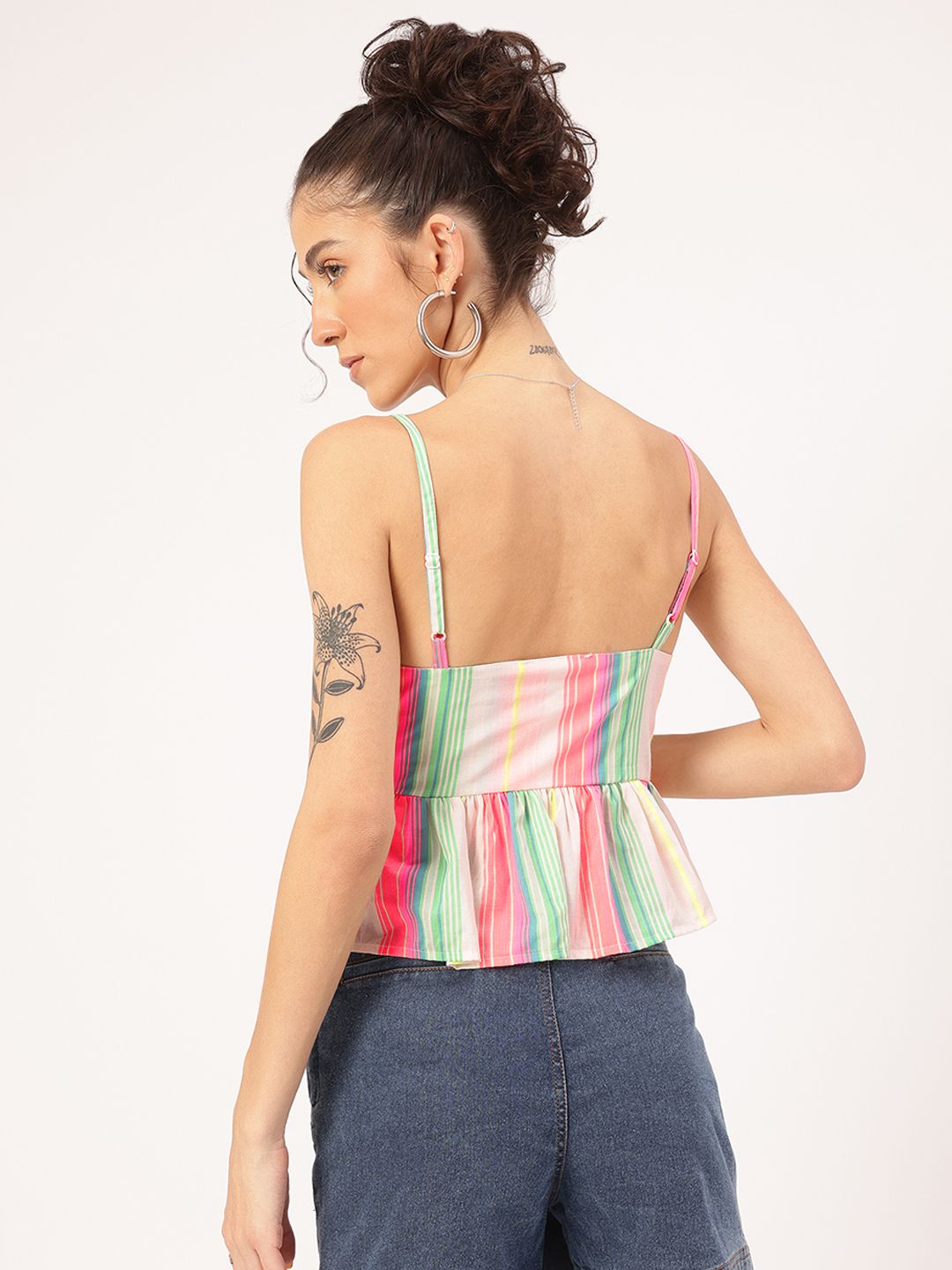 DressBerry Colour Pop Striped Peplum Top