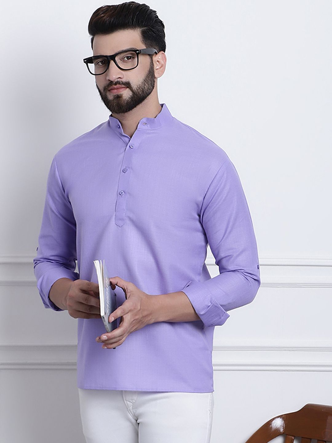 SOJANYA Men Purple Solid Kurta