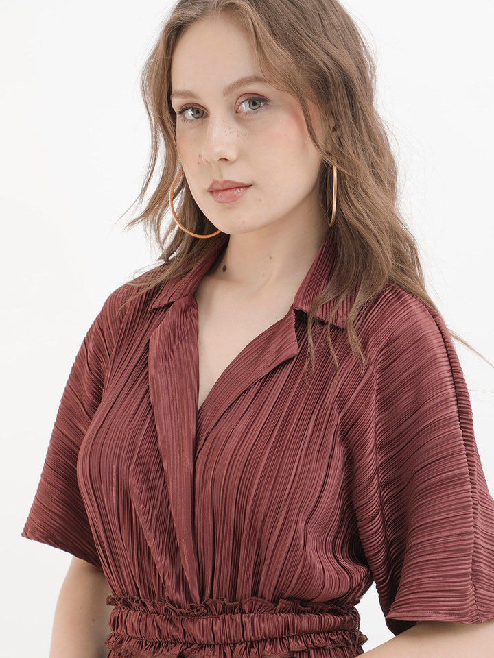 RAREISM Striped Notched Lapel Collar Basic Jumpsuit