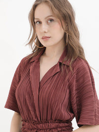 RAREISM Striped Notched Lapel Collar Basic Jumpsuit