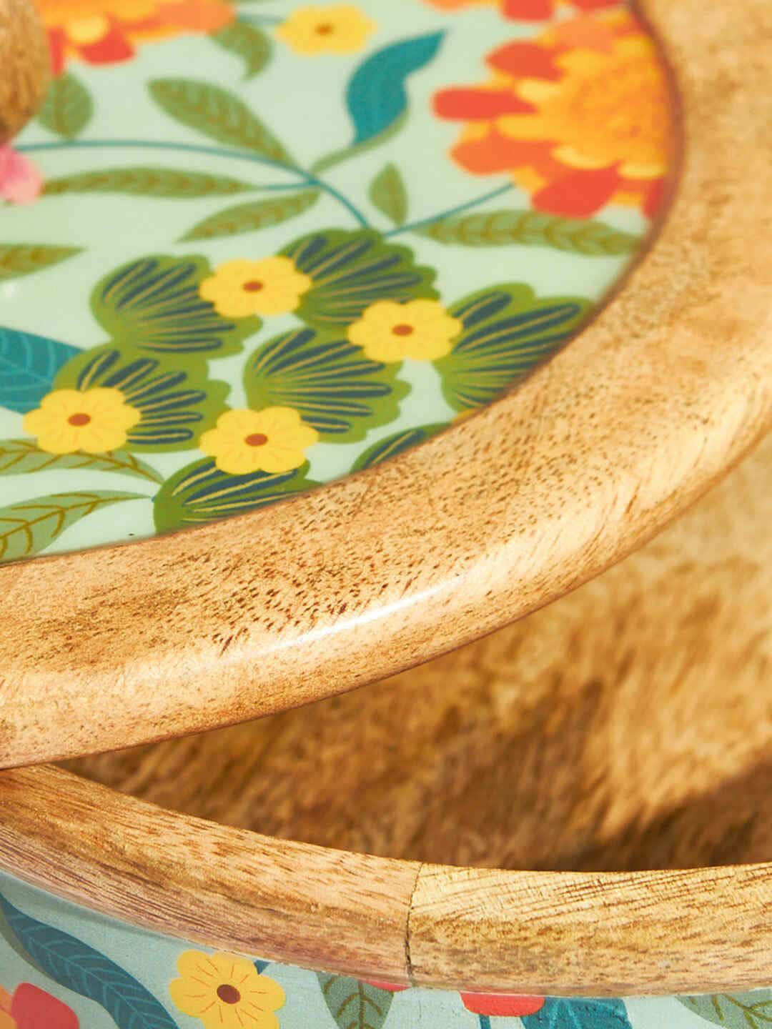 Chumbak Blue Marigold Wood Storage Box