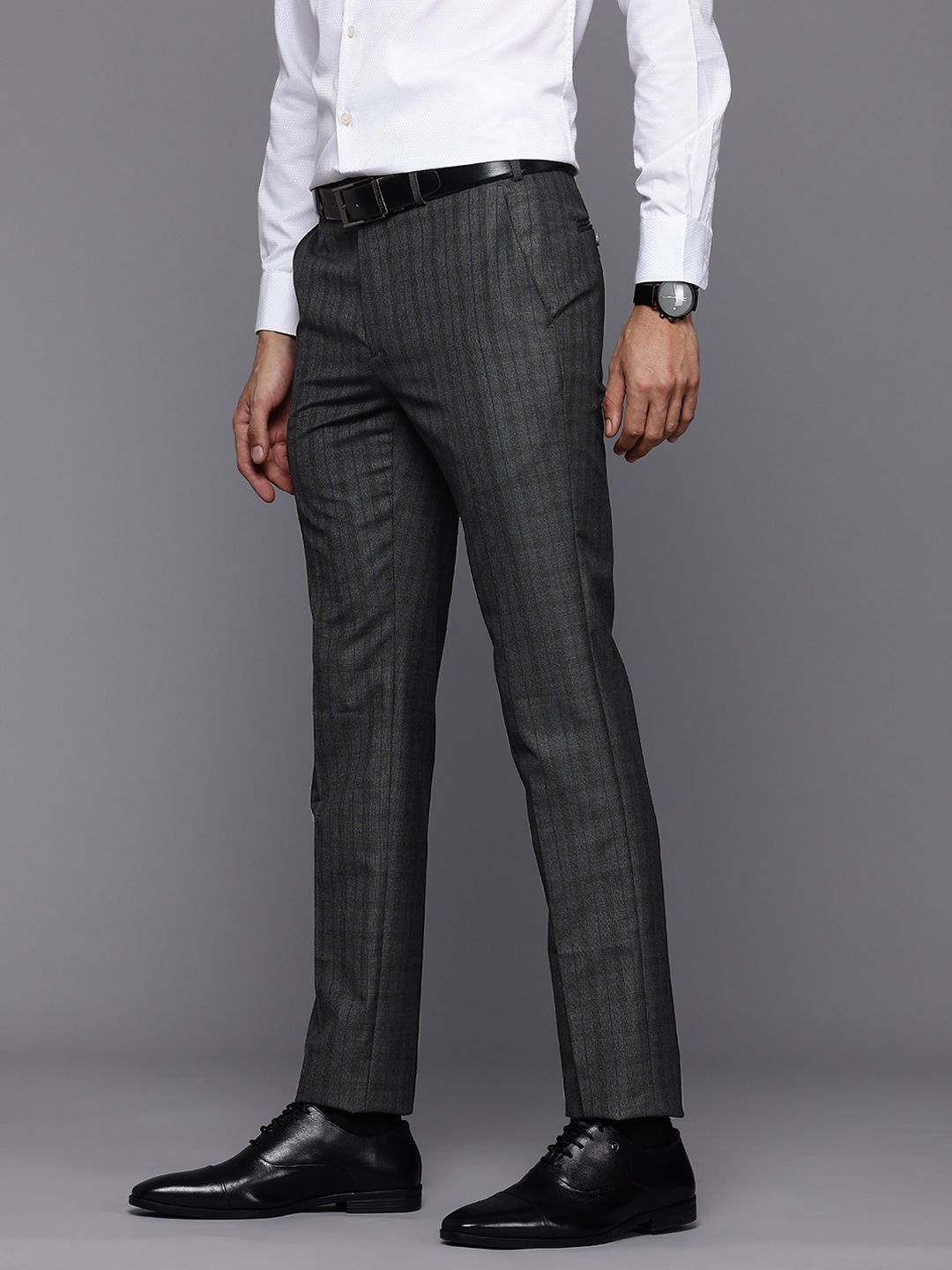 Raymond Men Checked Slim Fit Formal Trousers
