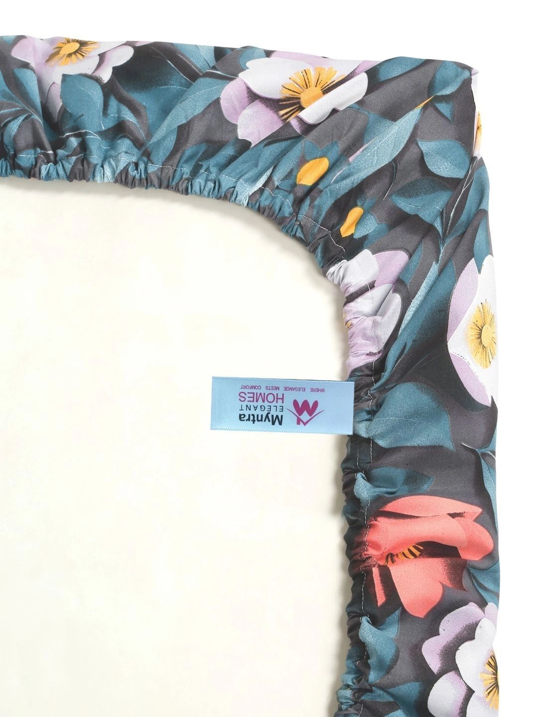 Myntra Elegant Homes Blue & White Floral 400 TC Single Bedsheet with 1 Pillow Covers