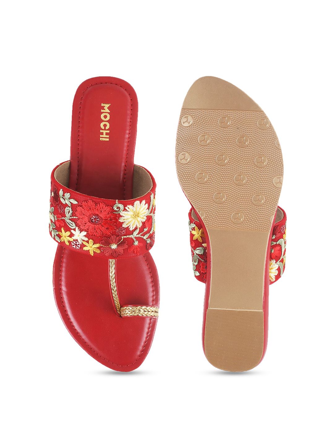 Mochi Ethnic - Embellished One-Toe Flats