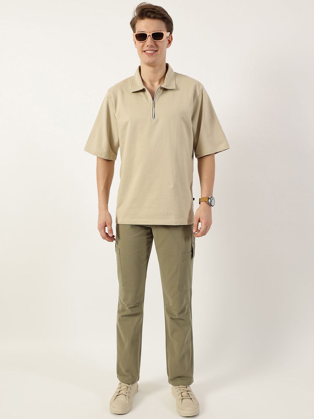 Thomas Scott Men Smart Slim Fit Easy Wash Cotton Cargos