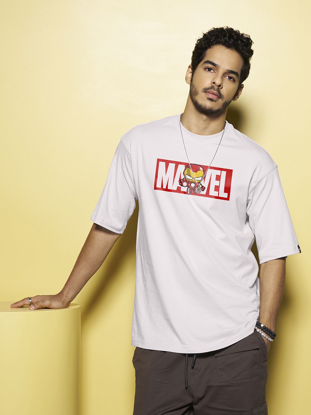 Bewakoof Men Marvel Ironman Typography Oversized Cotton T-shirt