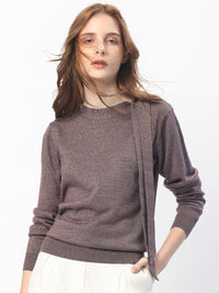 RAREISM Round Neck Acrylic Tie up Shimmer Sweater