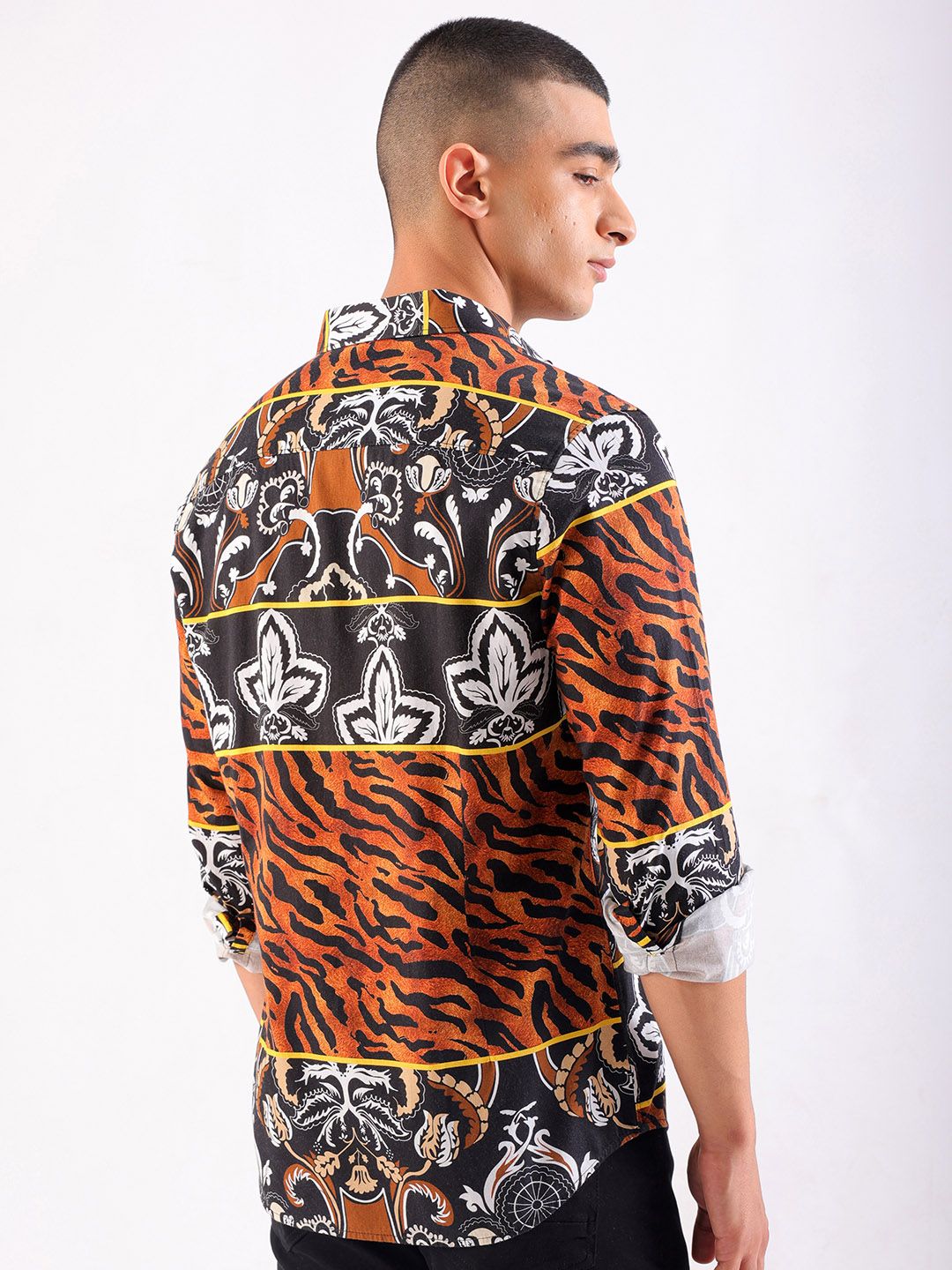 The Indian Garage Co Men Slim Fit Animal Opaque Printed Party Shirt