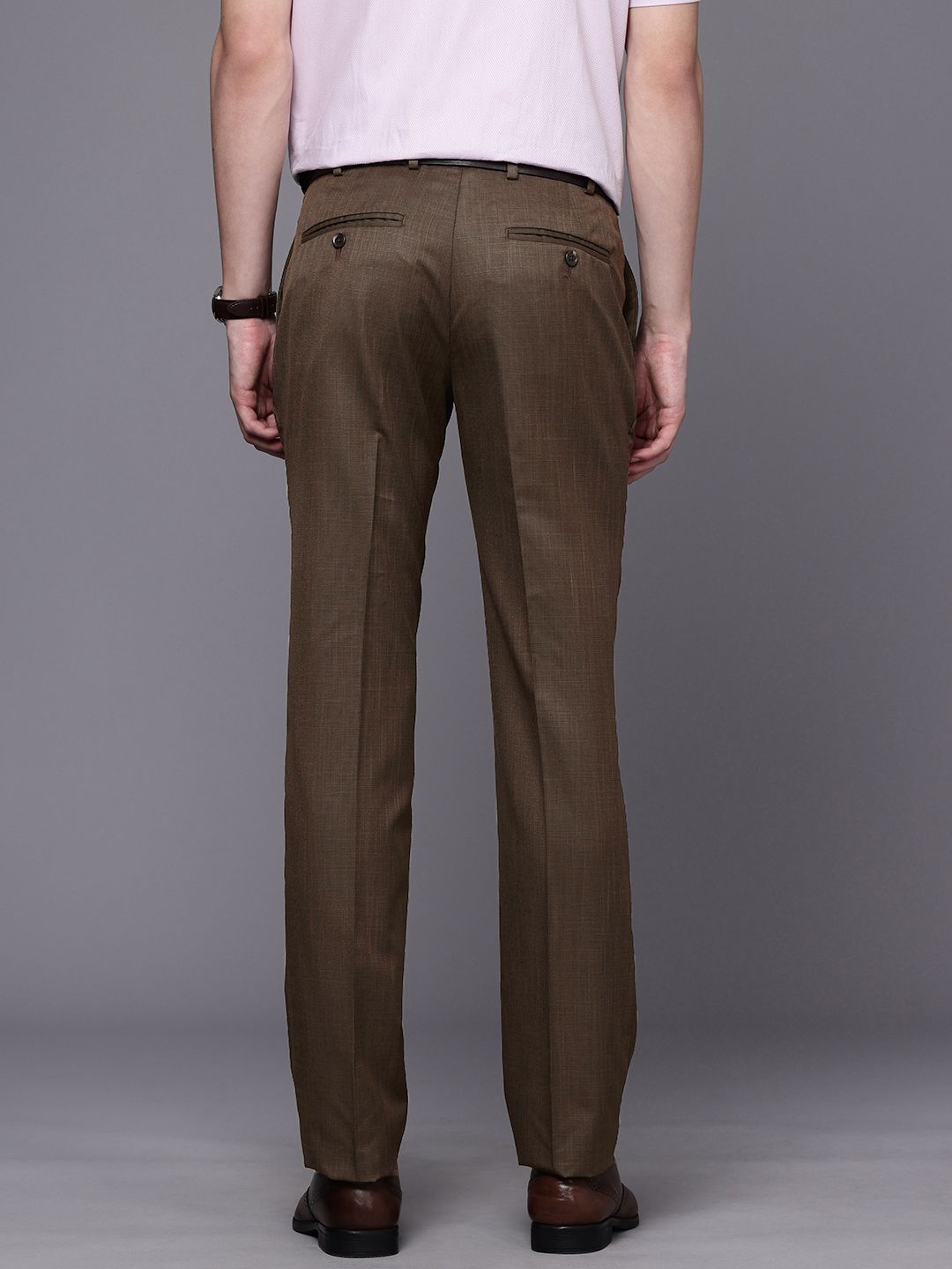 Raymond Men Textured Slim Fit Formal Trousers