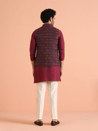 KISAH Men Woven Jacquard Zari  Regular Fit Nehru Jacket