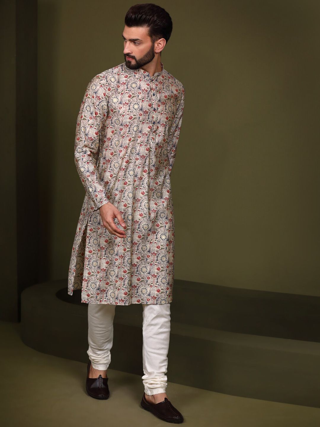 KISAH Men Kantha Printed Regular Fit Kurta