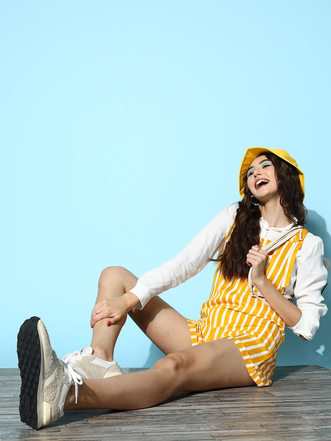 Berrylush Women Attractive Yellow Striped Fluid Tie-Up Jumpsuit