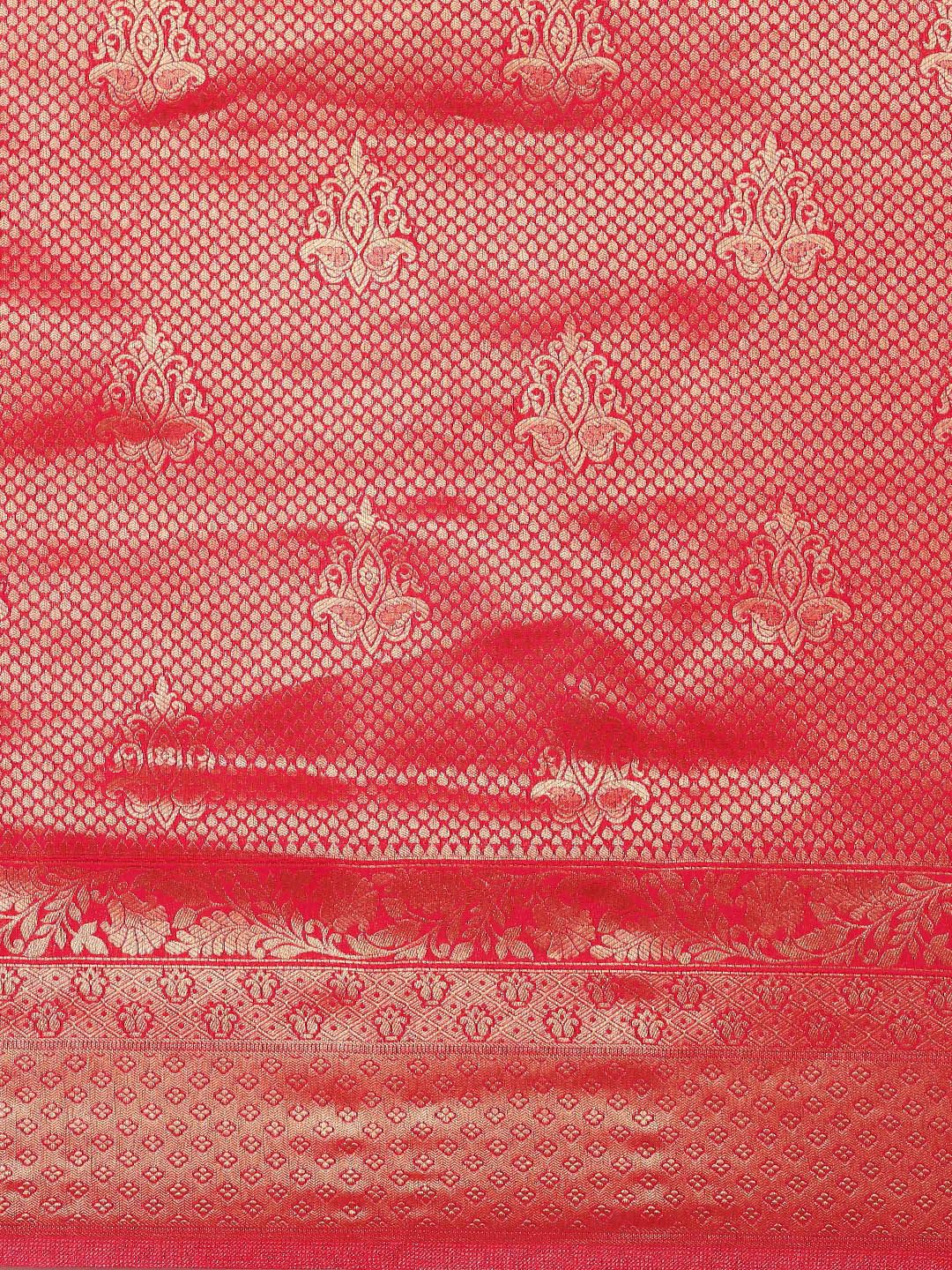 Saree mall Pink Ethnic Motifs Zari Silk Blend Banarasi Sarees