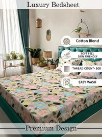Myntra Elegant Homes Beige Floral 400 TC King Bedsheet with 2 Pillow Covers
