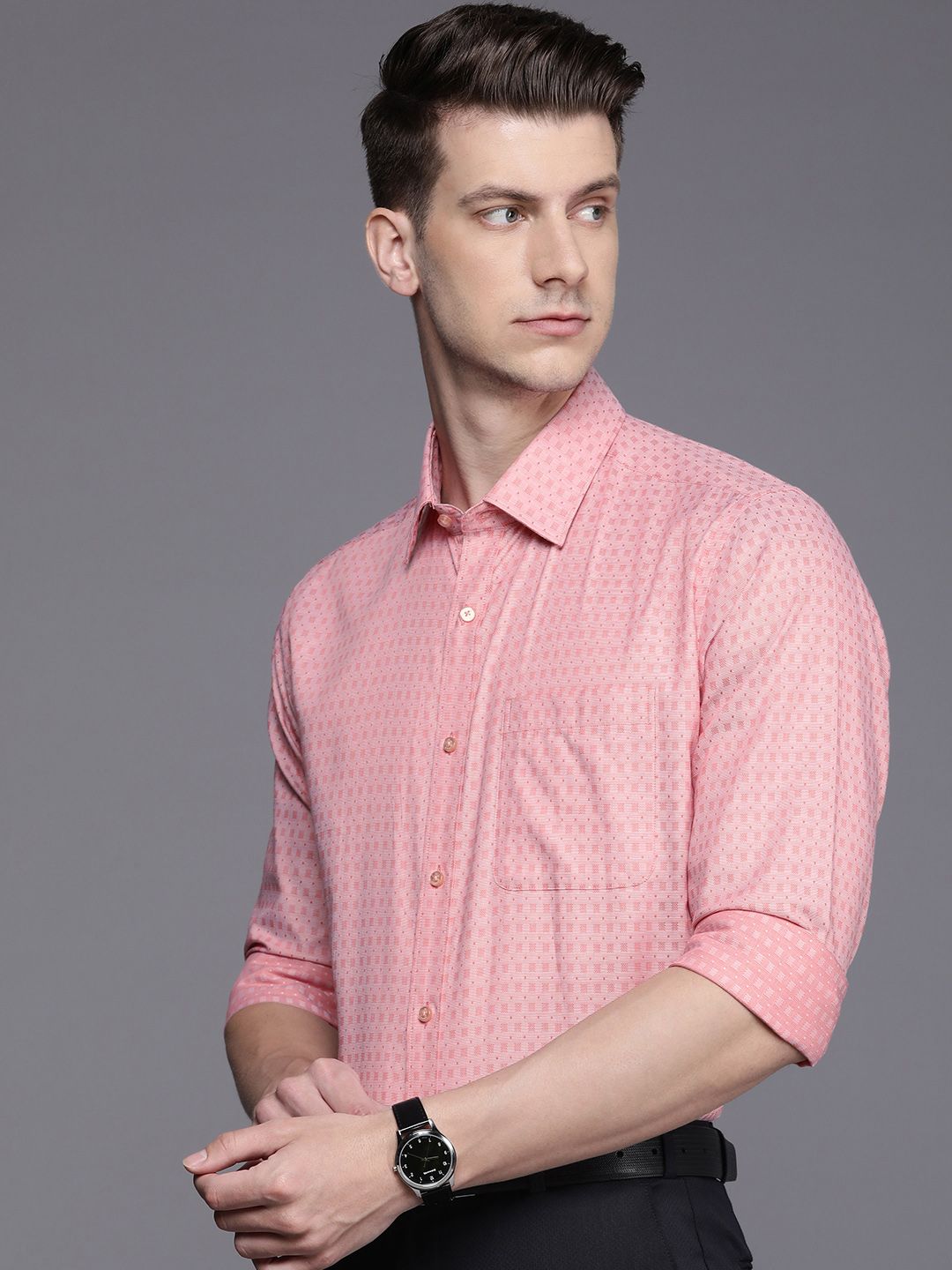 Raymond Textured Slim Fit Pure Cotton Formal Shirt
