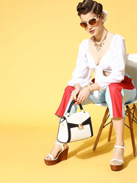Berrylush Women Classic White Solid Wrap It Up Top
