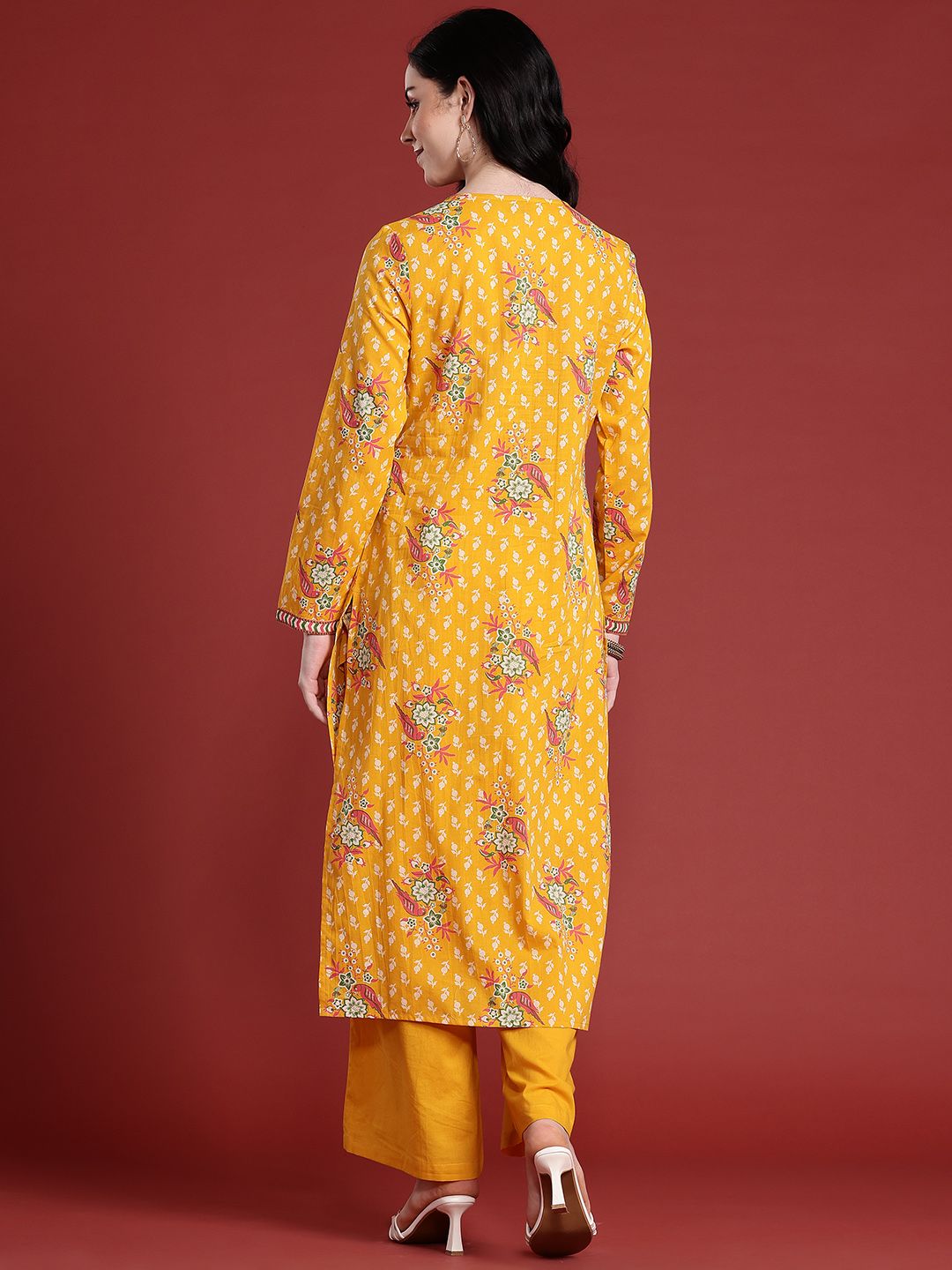 Anouk Women Indie Floral Print Regular Pure Cotton Kurta with Trousers