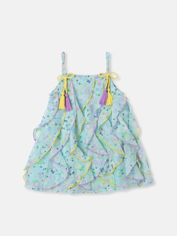 Nauti Nati Floral Print Ruffled Georgette A-Line Dress