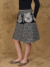 Exotic India Printed Pure Cotton Wrap-Around Mini Skirt