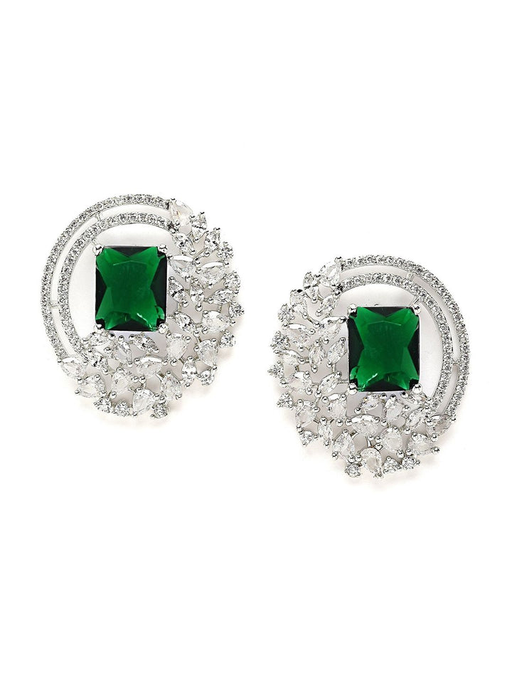 KARATCART Cubic Zirconia Contemporary Studs Earrings