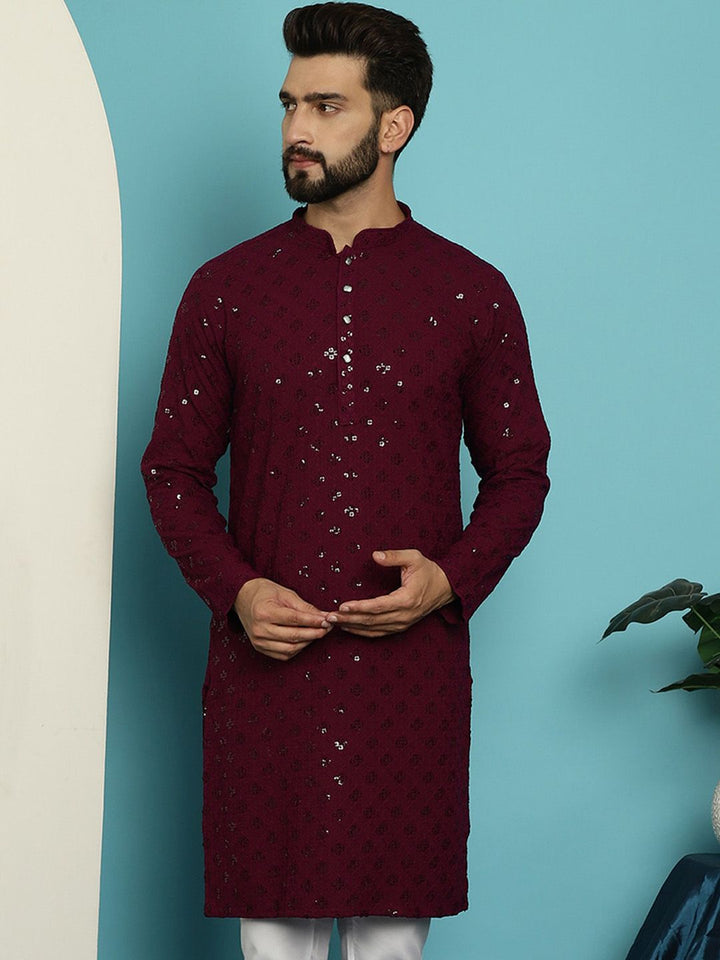 SOJANYA Dihiasi Kolar Mandarin Kurta Lurus Kapas Tulen